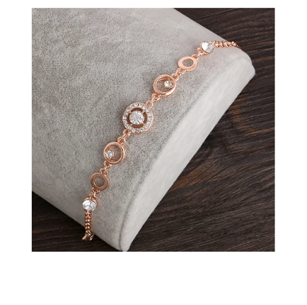 Rose Gold Chain Bracelet Crystal Wedding Jewelry Lady